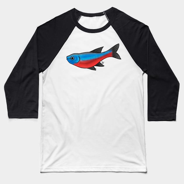 Fish - Tetras - Cardinal Tetra Baseball T-Shirt by Jen's Dogs Custom Gifts and Designs